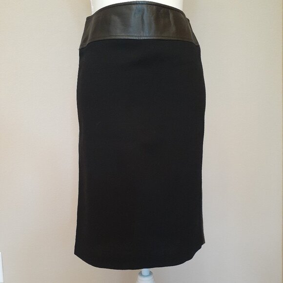 D&G Dolce & Gabbana Wool & Leather Skirt - Picture 1 of 16